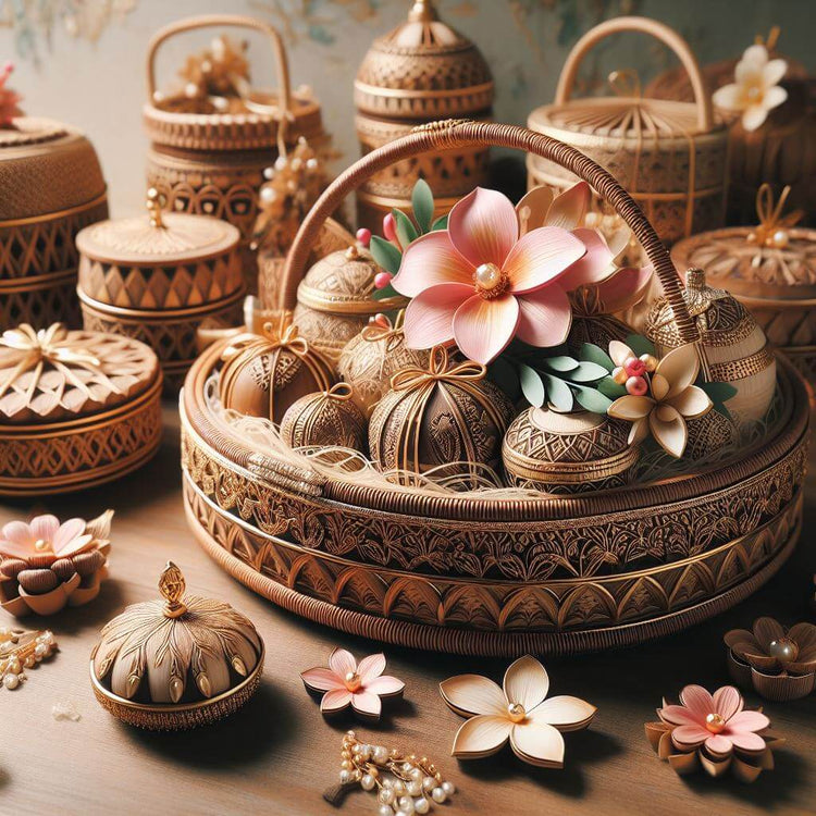 Wooden Basket for Wedding Gifting Hampers by Indian Petal