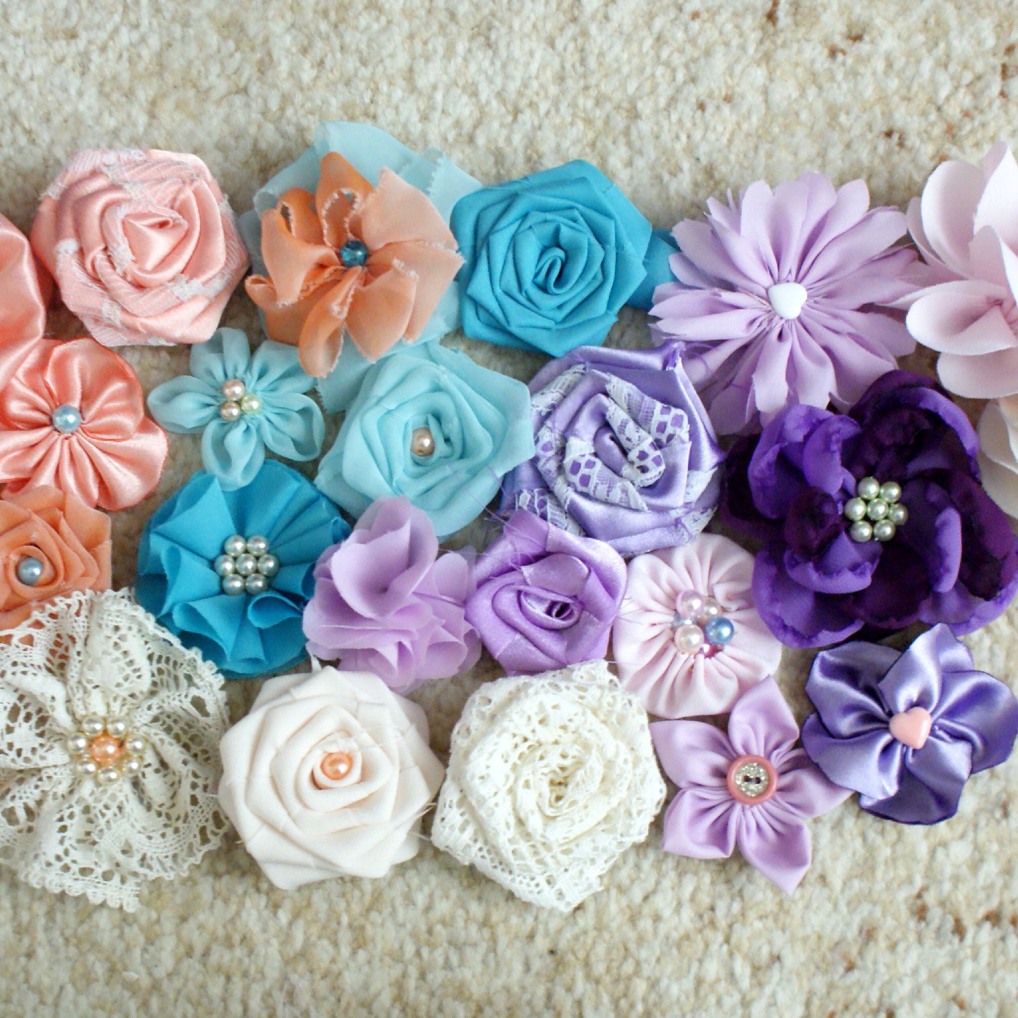 Different Shapes Size Color Fabric Flowers by Indian Petals for Craft or Designing