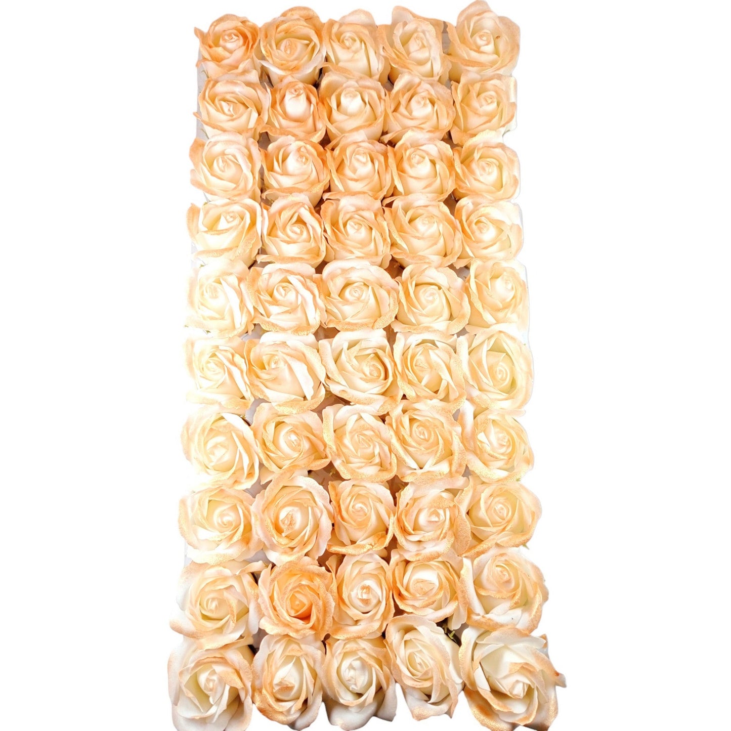 Rose Fabric Flower Head with Golden Glittery Top for Decoration, Craft or Textile - Design 143
