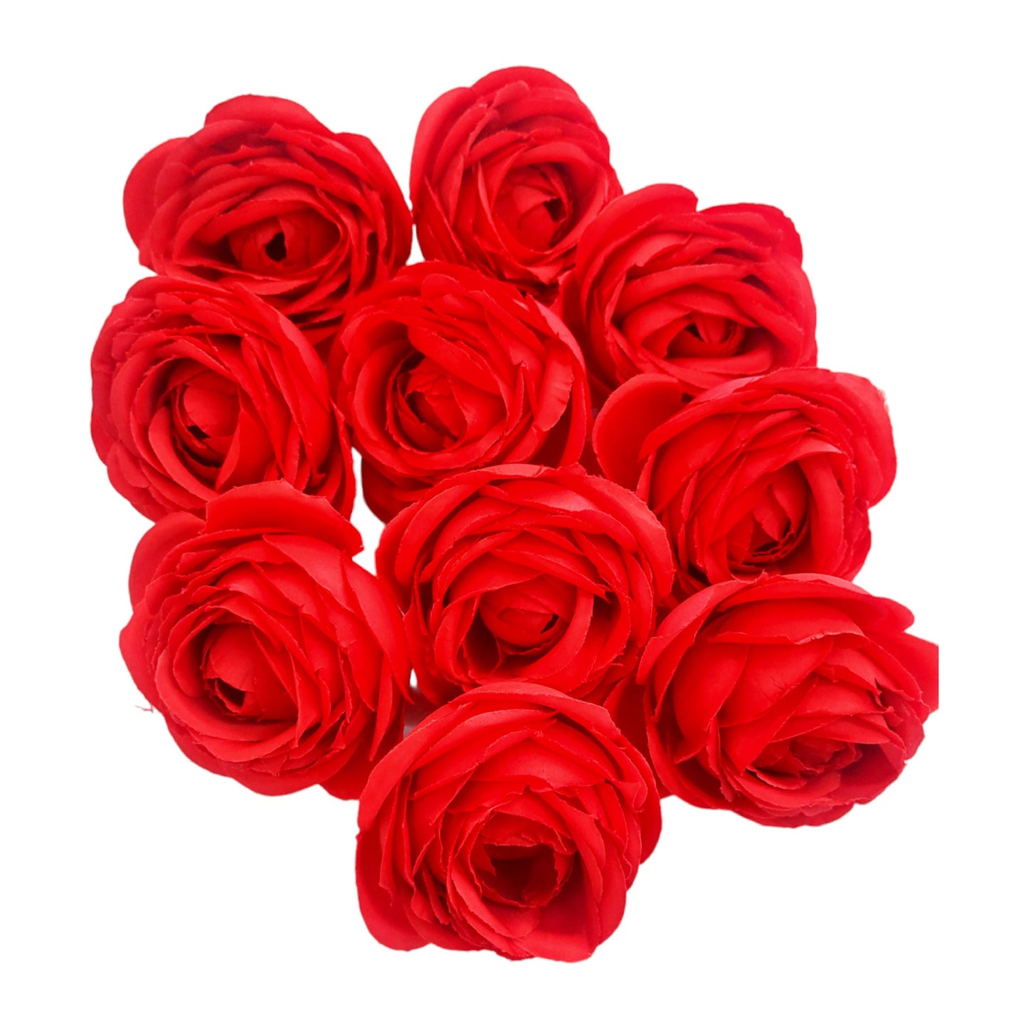 Indian Petals 6.5 cm Big Cabbage  Rose Fabric Flower Head For Crafting or Decoration - 20 Pcs, Red