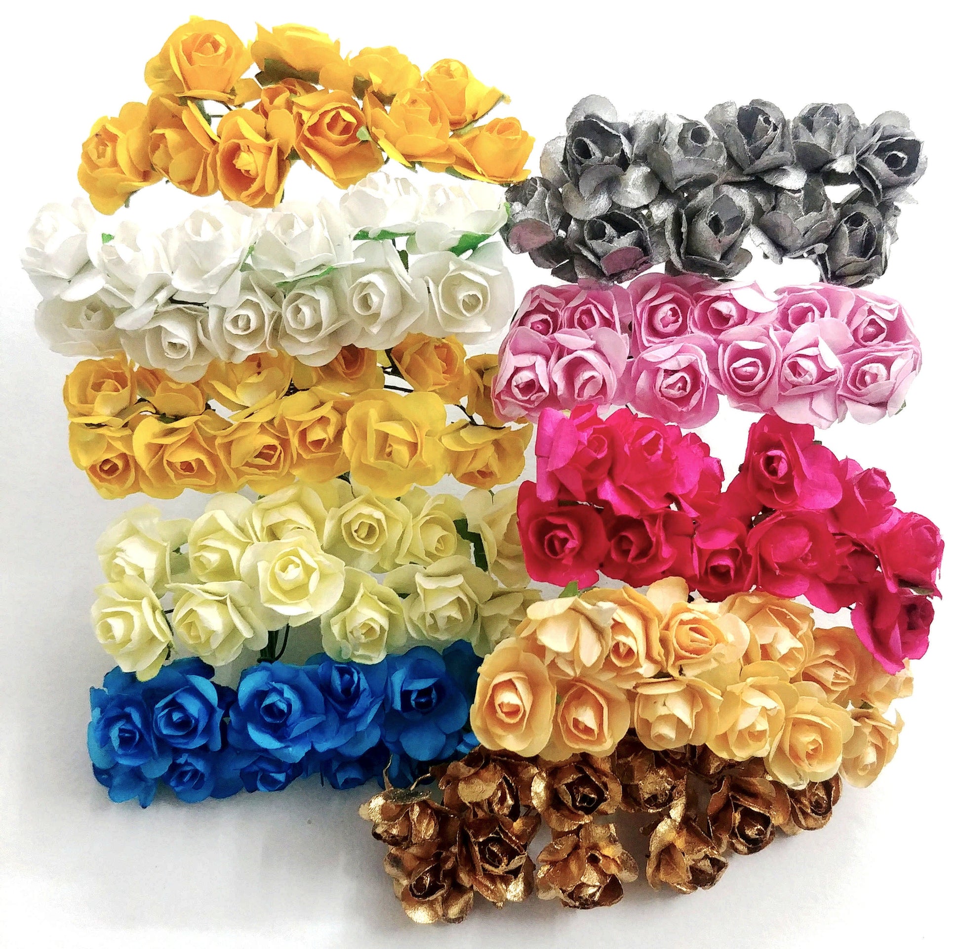 Indian Petals  Decorative Artificial Landora Rose Paper Flower for Decor, Craft Or Textile, 144Pcs -Design 27