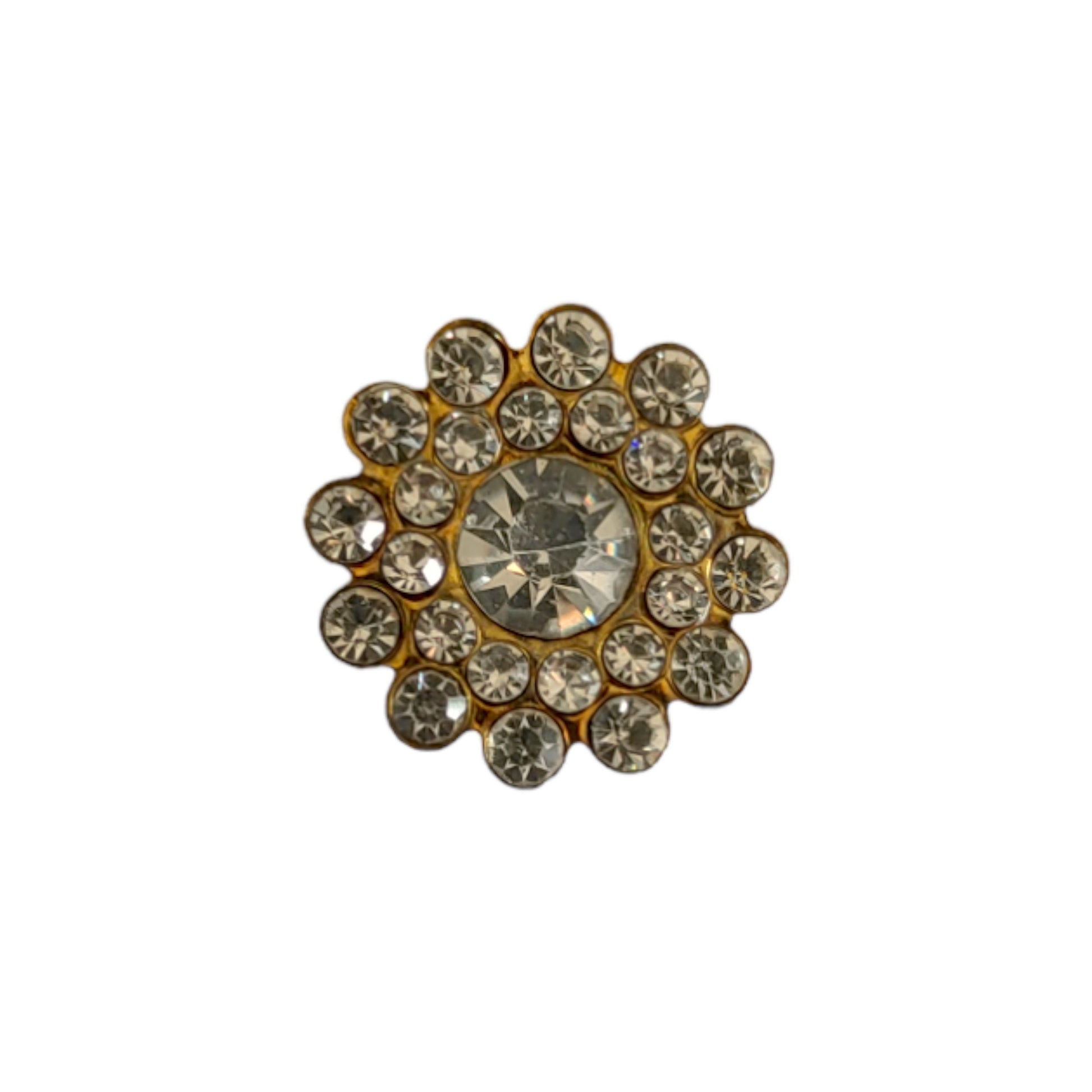 Indian Petals 100 Pcs Round Shape Crystal White RhineStone Round Collet Motif for Rakhi, Jewelry designing and Craft Making or Decor