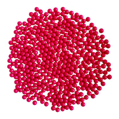 Indian Petals - Round ABS Colored Beads Ideal for Jewelry designing Craft or Decor Round ABS Colored Beads Ideal for Jewelry designing Craft or Decor - 6mm / Deep Pink / 100 Grams