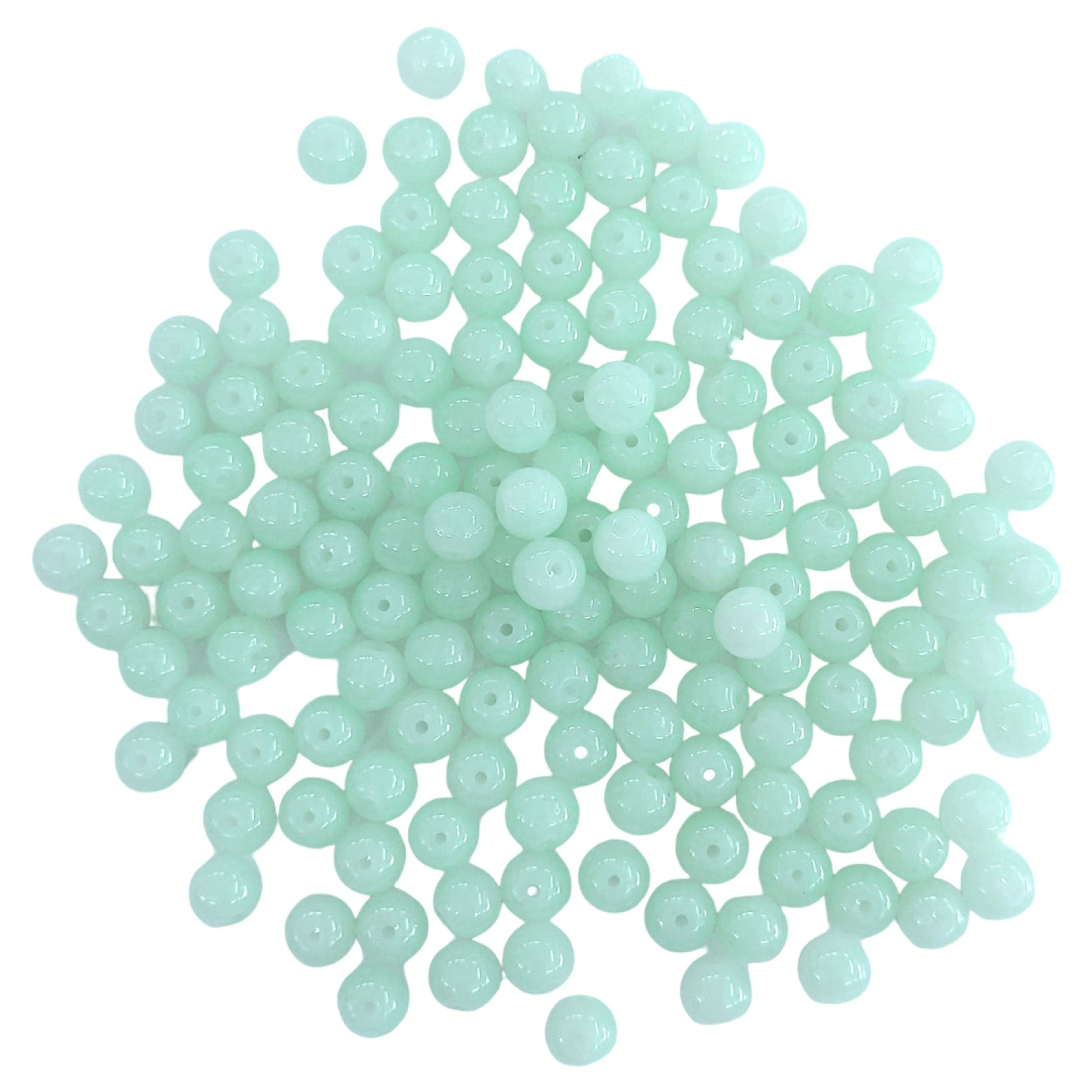 Indian Petals - Premium quality Round shape Glass Beads for DIY Craft, Trousseau Packing or Decoration - Design 725 Premium quality Round shape Glass Beads for DIY Craft, Trousseau Packing or Decoration - Design 725 - Aquamarine / 8mm / 50 Pieces