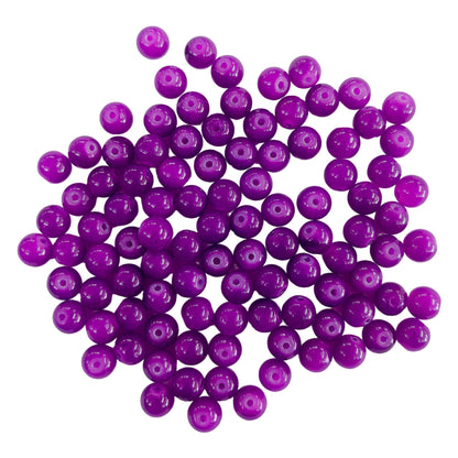 Indian Petals - Premium quality Round shape Glass Beads for DIY Craft, Trousseau Packing or Decoration - Design 725 Premium quality Round shape Glass Beads for DIY Craft, Trousseau Packing or Decoration - Design 725 - Purple / 8mm / 50 Pieces