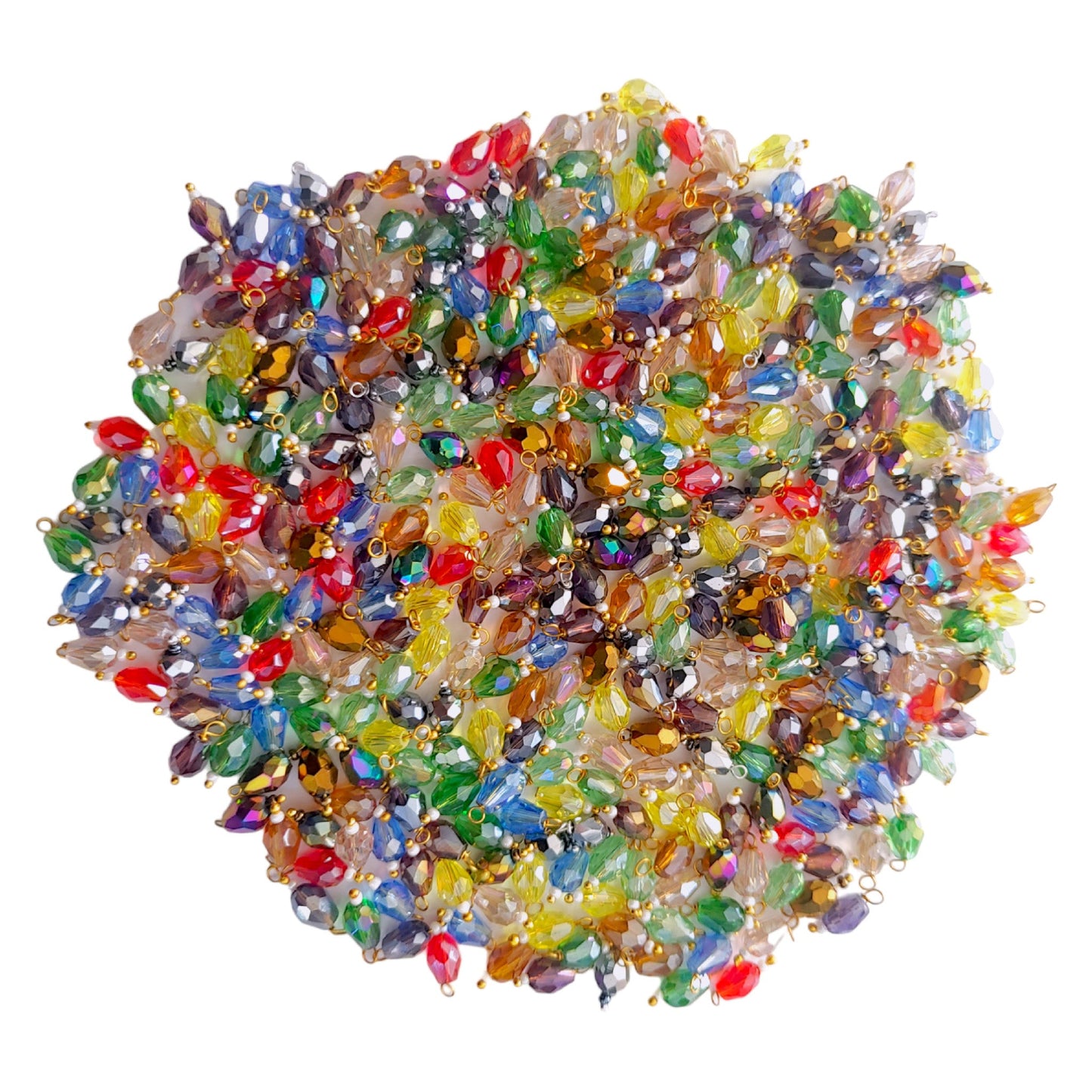 Indian Petals Octagonal Colored Glass Drop Shaped Beads Ideal for Jewelry designing, Craft Making or Decor