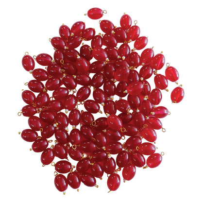 Indian Petals - 100 Pcs Colored Glass Oval Shaped with Drop Beads Ideal for Jewelry designing, Gift, Arts and Craft Making, 8x11mm 100 Pcs Colored Glass Oval Shaped with Drop Beads Ideal for Jewelry designing, Gift, Arts and Craft Making, 8x11mm - Crimson / 100 Pieces