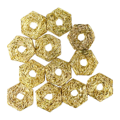 Golden Hexagonal Shape Metal Motif for Craft or Decor - 11445