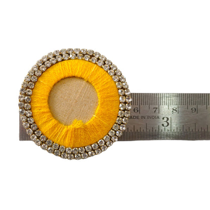 5.5cm Stunning Yellow Threaded Round Stones Disc | Craft & Decor- 10 Pcs