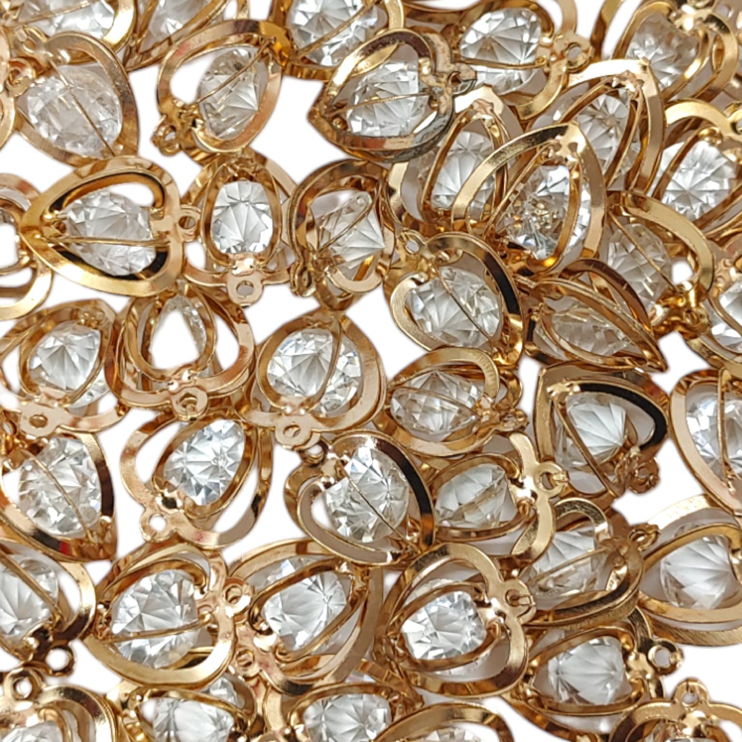 3D Metal Diamond Heart Shapped Pendent Golden Metal Motif For Craft or Decor