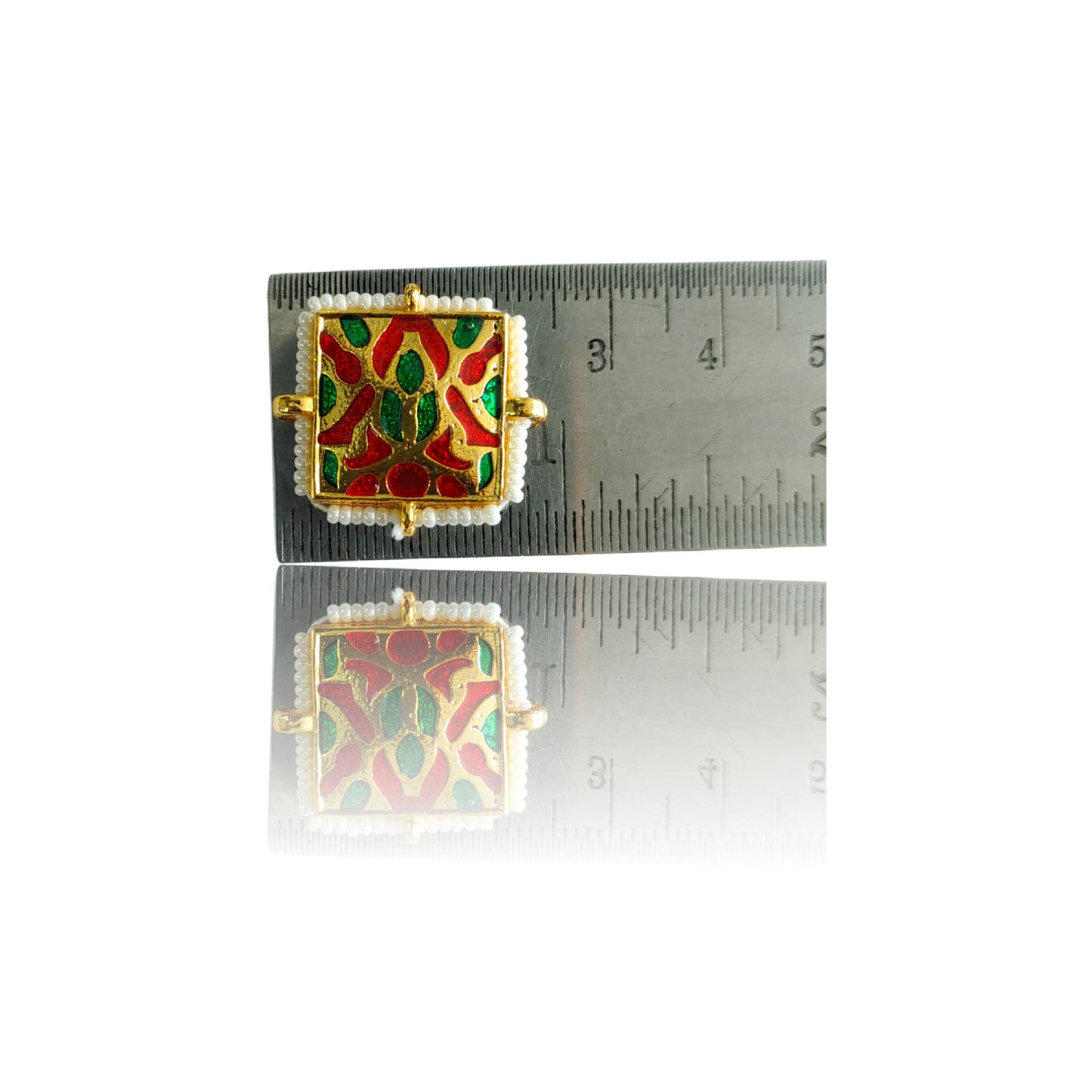 Indian Petals 50 Pcs Square Shaped Metal Meena Choki Motif for Rakhi, Jewelry designing and Craft Making or Decor