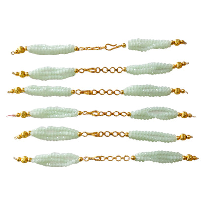 16.5cm. Beaded Stone Bracelet Metal Chain with Hook Lock For Craft Or Decor - 10 Pcs