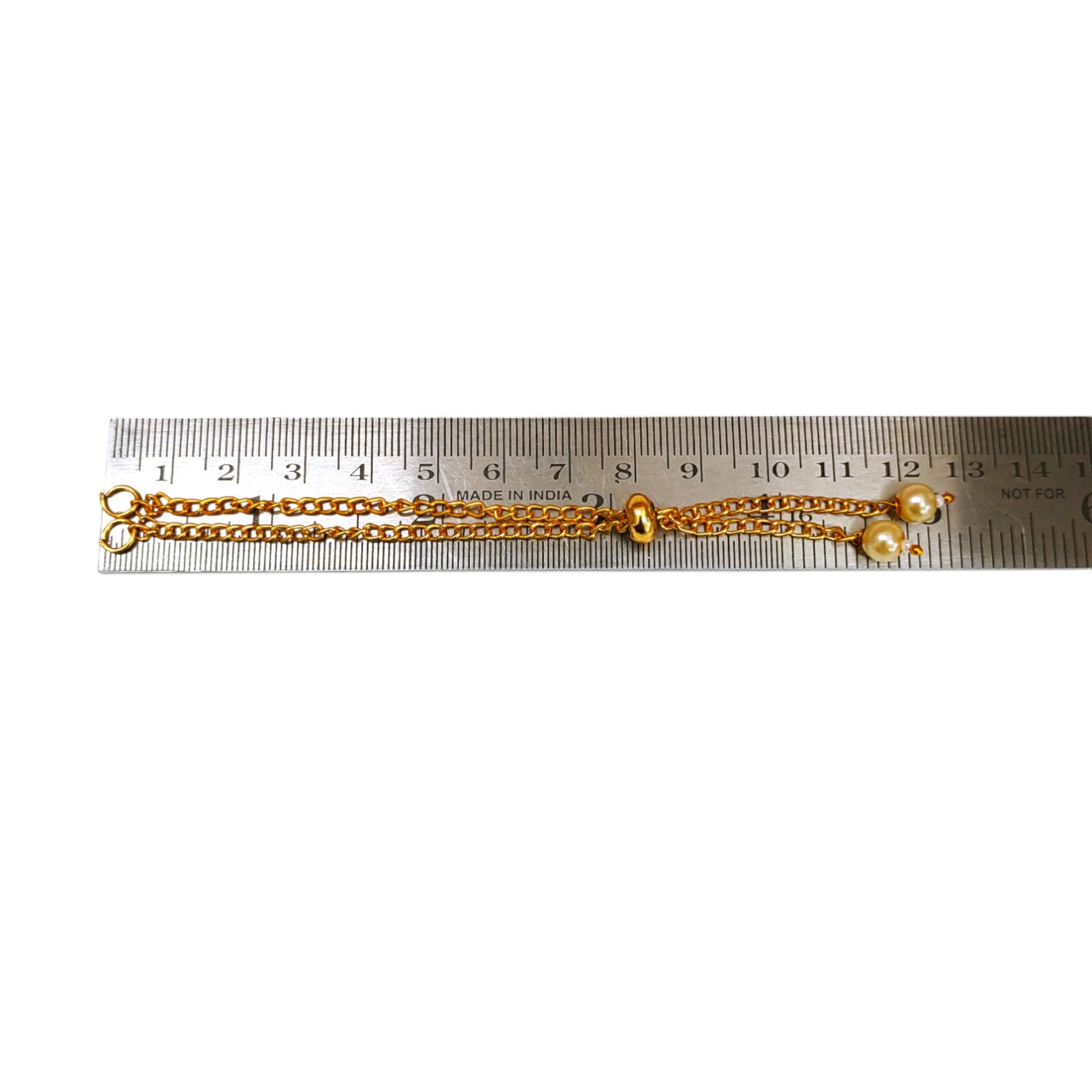 Beaded Goldern Bracelet Chain with Push Lock for Crafting or Decoration, Jewellery Making, Golden