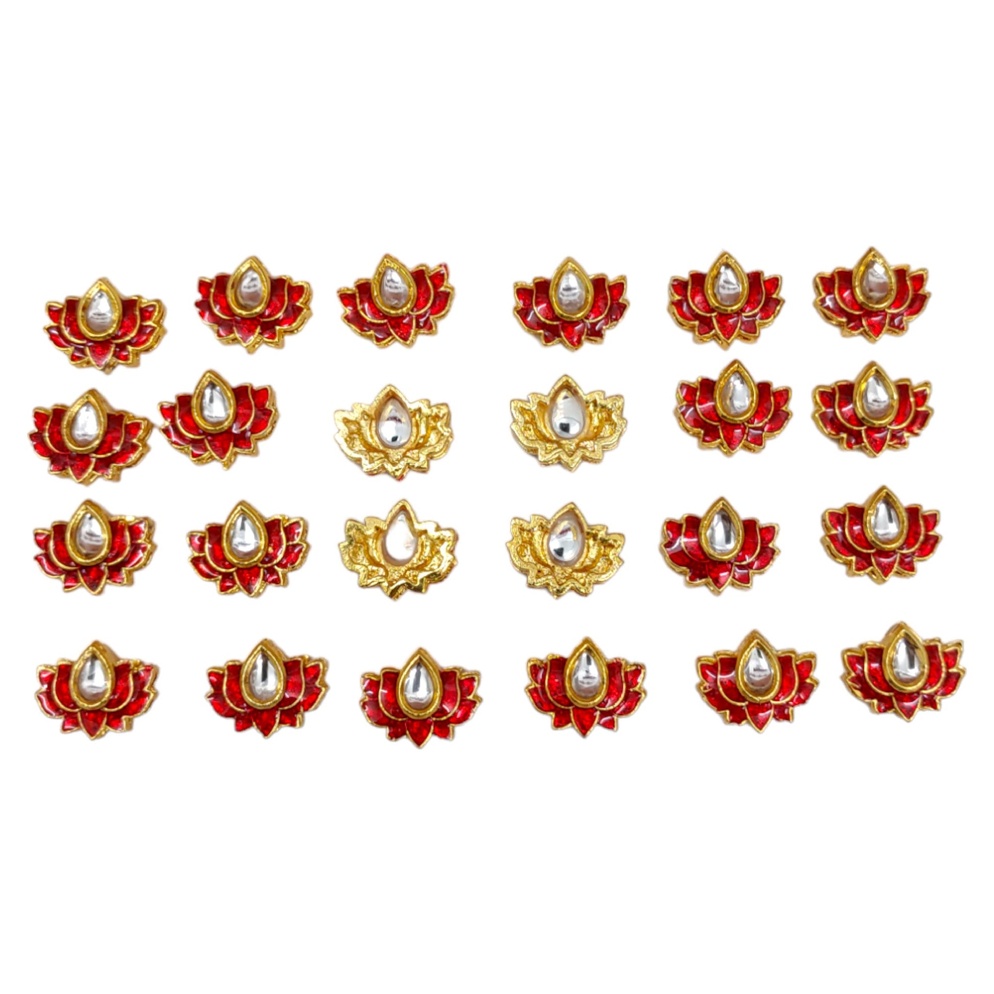 Lotus Shape Meena Metal Motif for Rakhi, Jewelry Designing, Craft or Decor - 12530 - 31