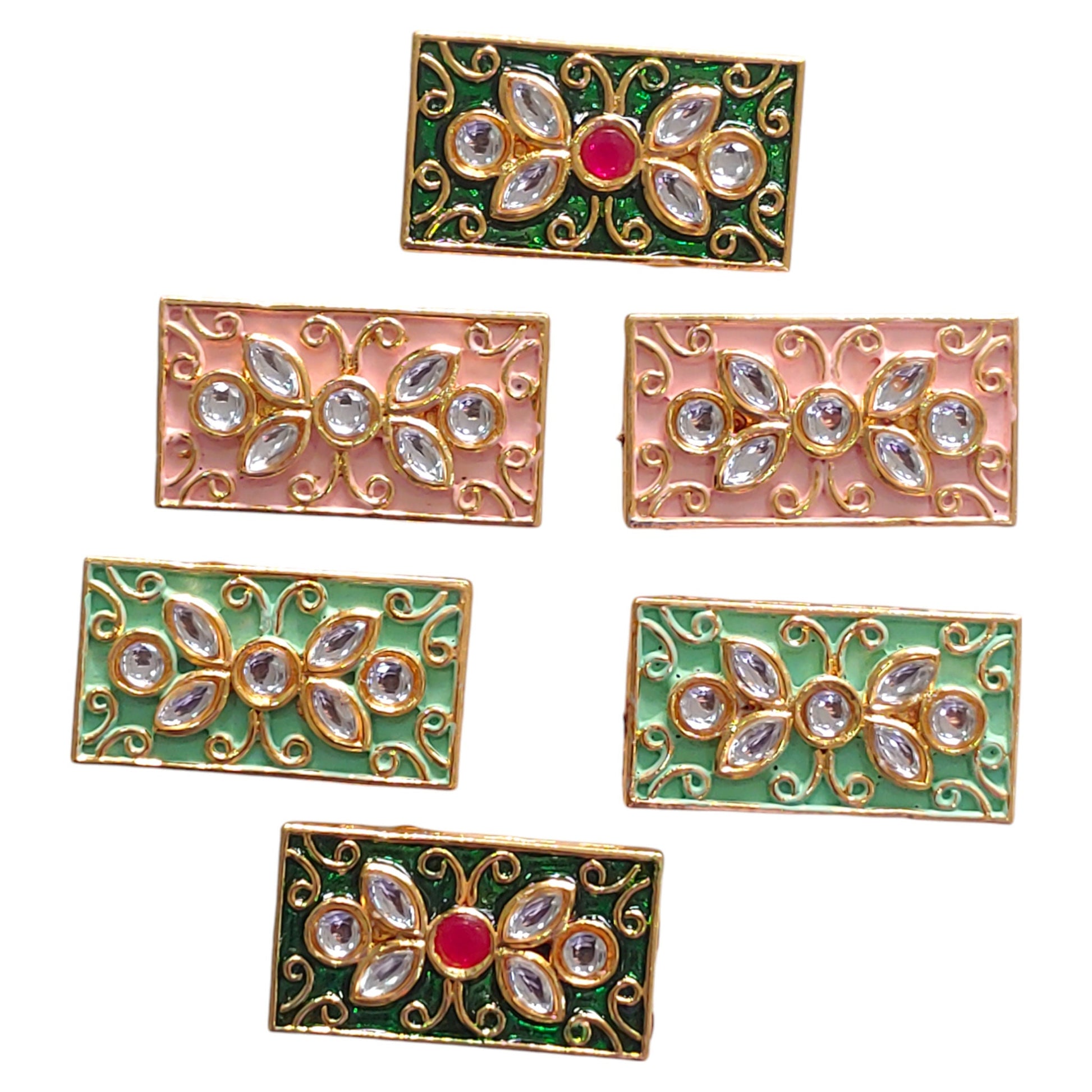 Rectangle Enamel-Coated Metal Pendant Motif | Craft & Decor | 6 Pcs