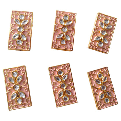 Rectangle Enamel-Coated Metal Pendant Motif | Craft & Decor | 6 Pcs