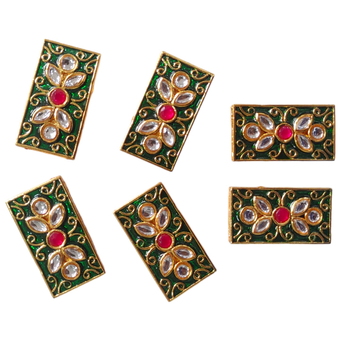 Rectangle Enamel-Coated Metal Pendant Motif | Craft & Decor | 6 Pcs