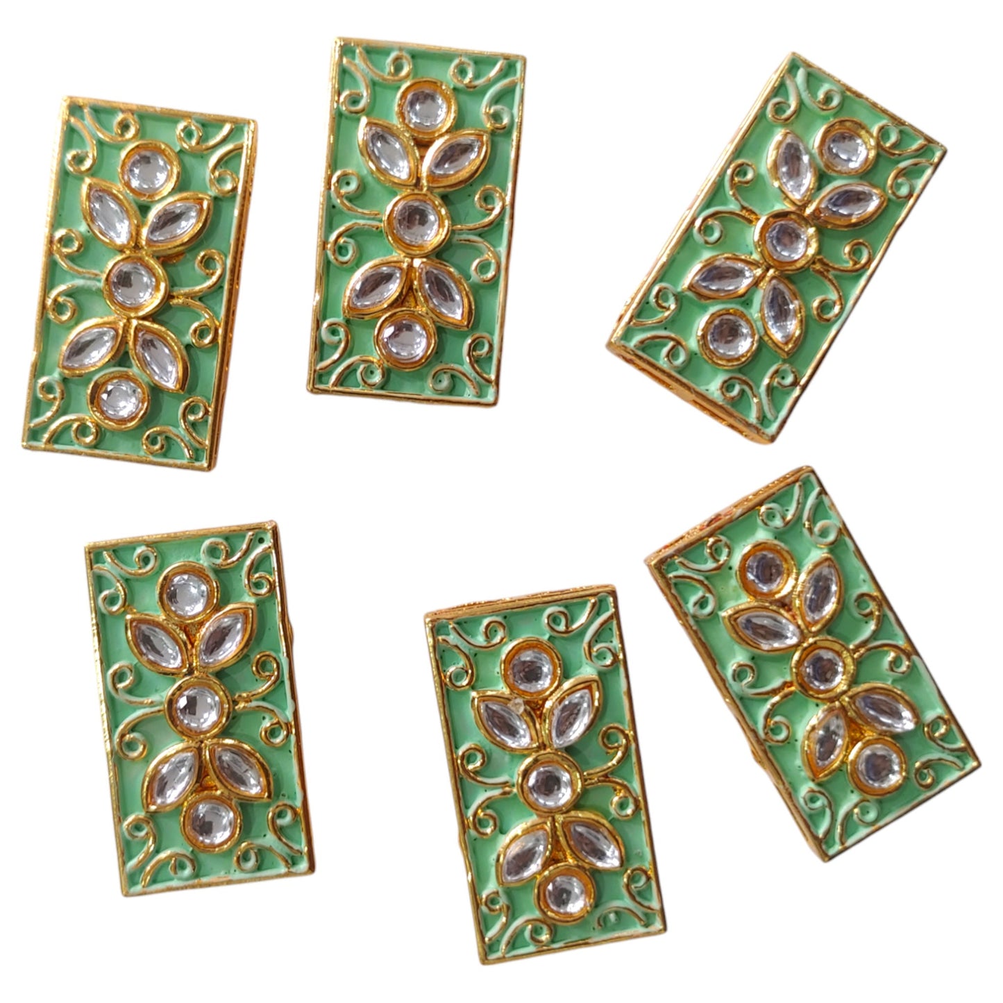 Rectangle Enamel-Coated Metal Pendant Motif | Craft & Decor | 6 Pcs