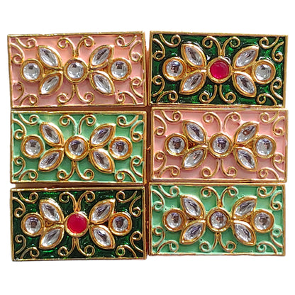 Rectangle Enamel-Coated Metal Pendant Motif | Craft & Decor | 6 Pcs