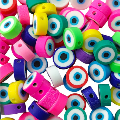 Multi-Colored Evil Eye Rubber Resin Bead Motif for Craft Or Decor