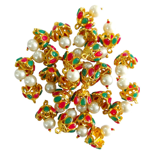 Indian Petals Jhumki Style Latkan Metal Motif for Rakhi, Jewelry designing and Craft Making or Decor