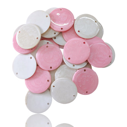Indian Petals - Resin Round 45mm Discs with Hole at both ends suitable for Caft Jewelery making or Decor Resin Round 45mm Discs with Hole at both ends suitable for Caft Jewelery making or Decor - Pink / 50 Pcs