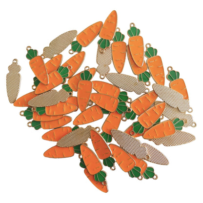 Indian Petals 50 Pcs Carrot Shape Metal Motif Pendant for Rakhi, Jewelry designing and Craft Making or Décor