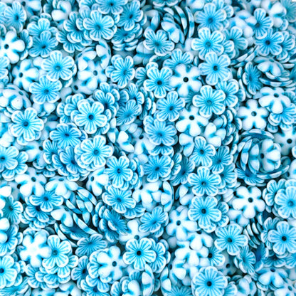Indian Petals 12mm Small Acrylic Pastel Color Flower For Craft Or Decoration, Light Cyan - Close up