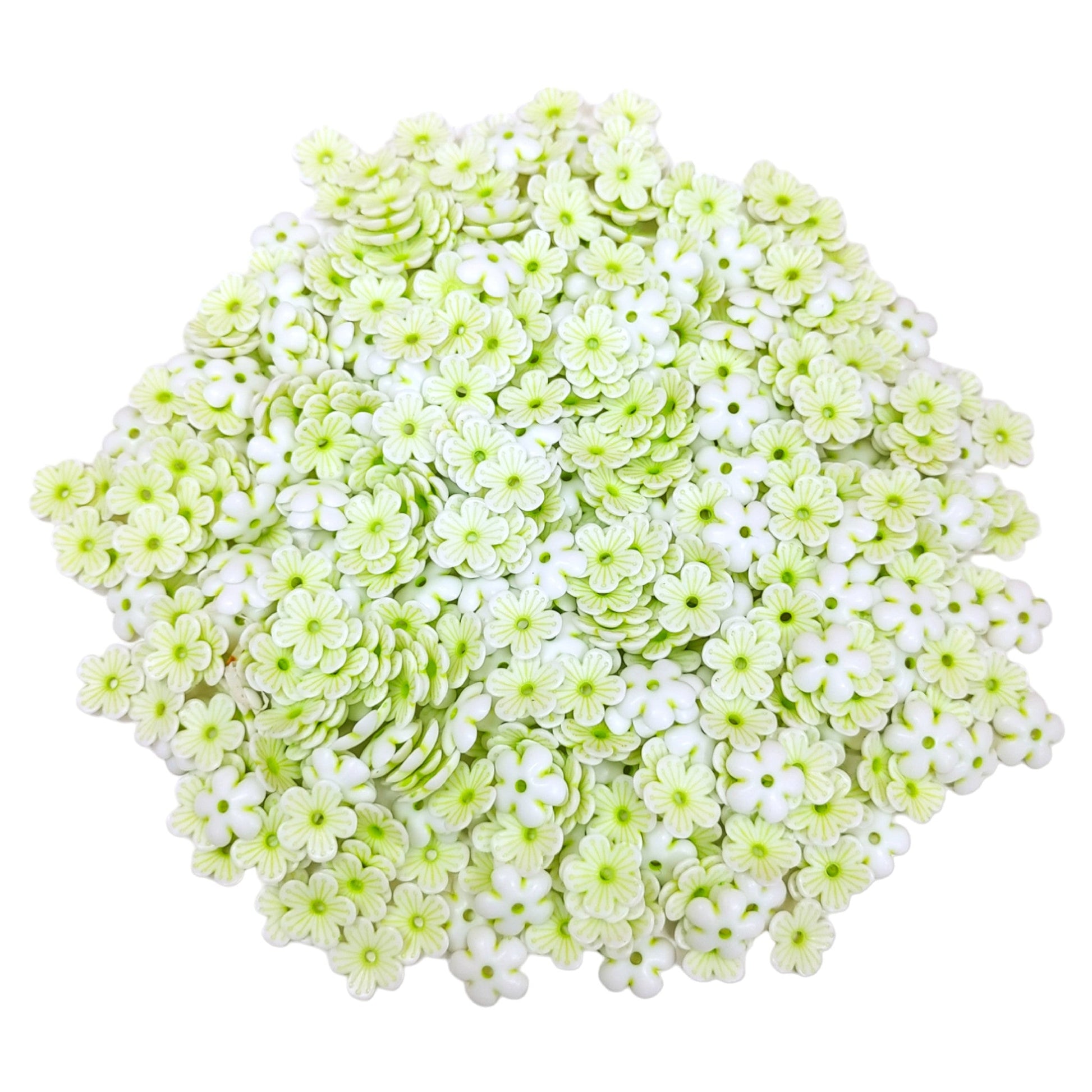 Indian Petals 12mm Small Acrylic Pastel Color Flower For Craft Or Decoration, Light green