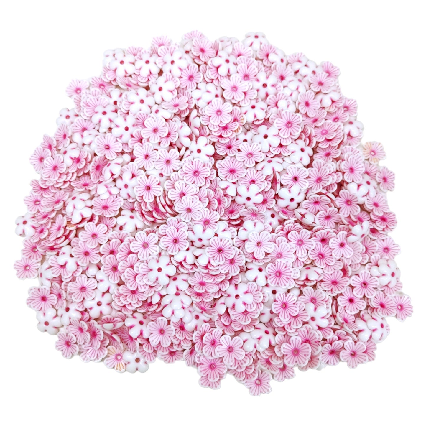 Indian Petals 12mm Small Acrylic Pastel Color Flower For Craft Or Decoration, Pink