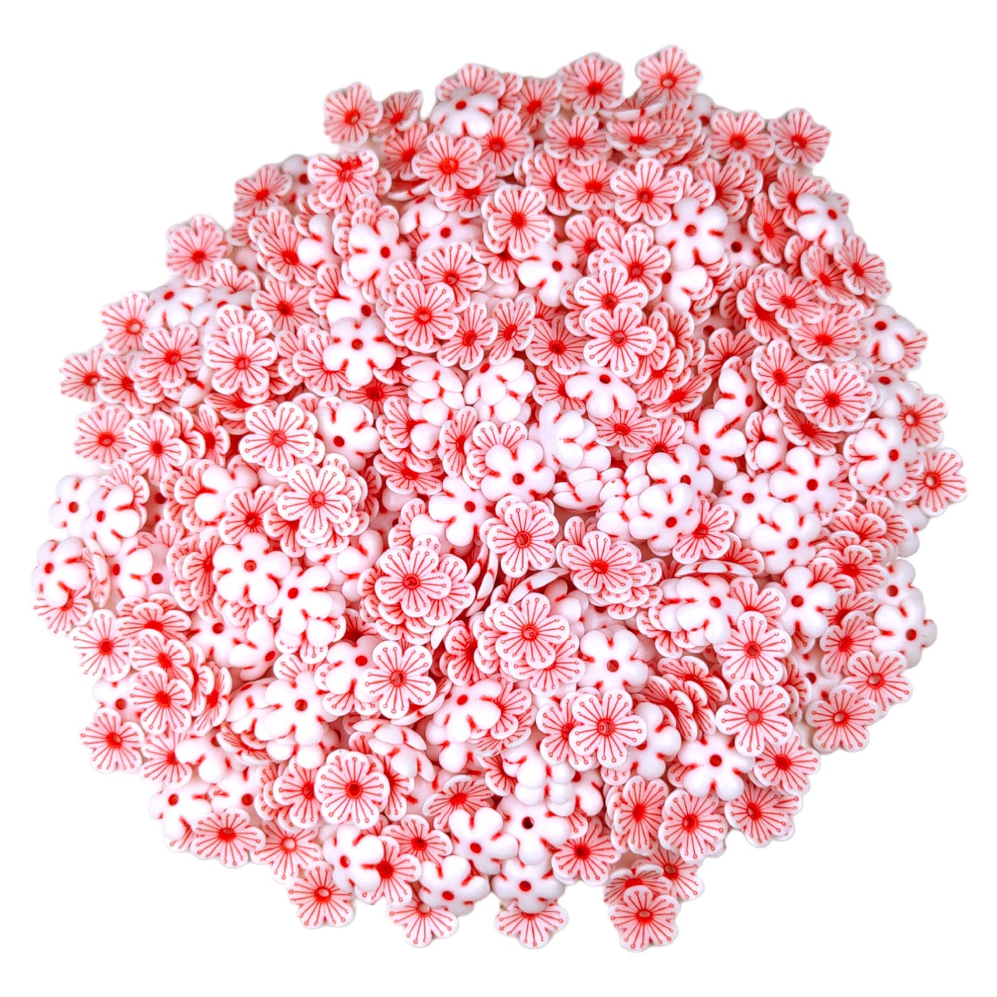 Indian Petals 12mm Small Acrylic Pastel Color Flower For Craft Or Decoration, Red