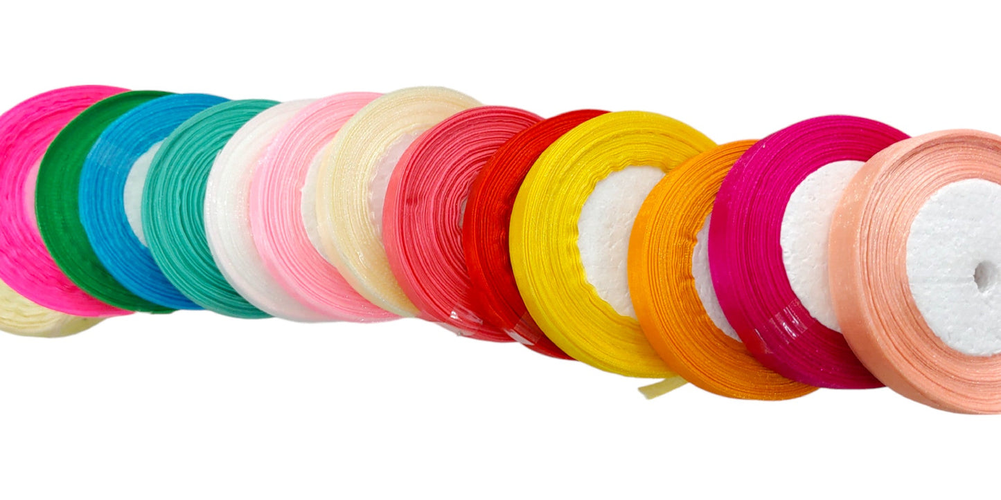 Colourful Organza Fabric Ribbon Lace For Craft Or Decoration - 40 Mtr