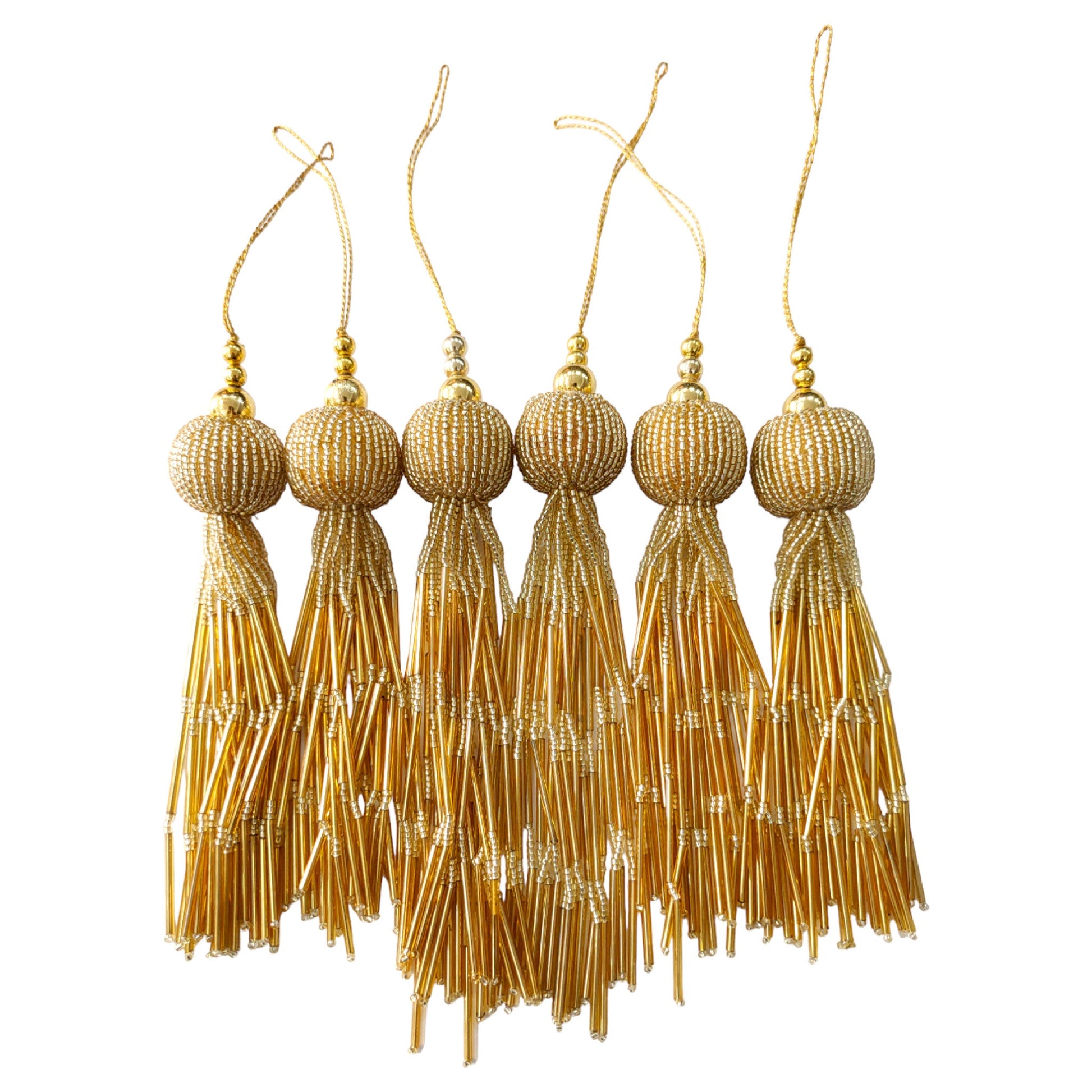 Indian Petals Long Tube Light Fringe with Beaded Ball Tassels for Jewellery Craft or Decoration