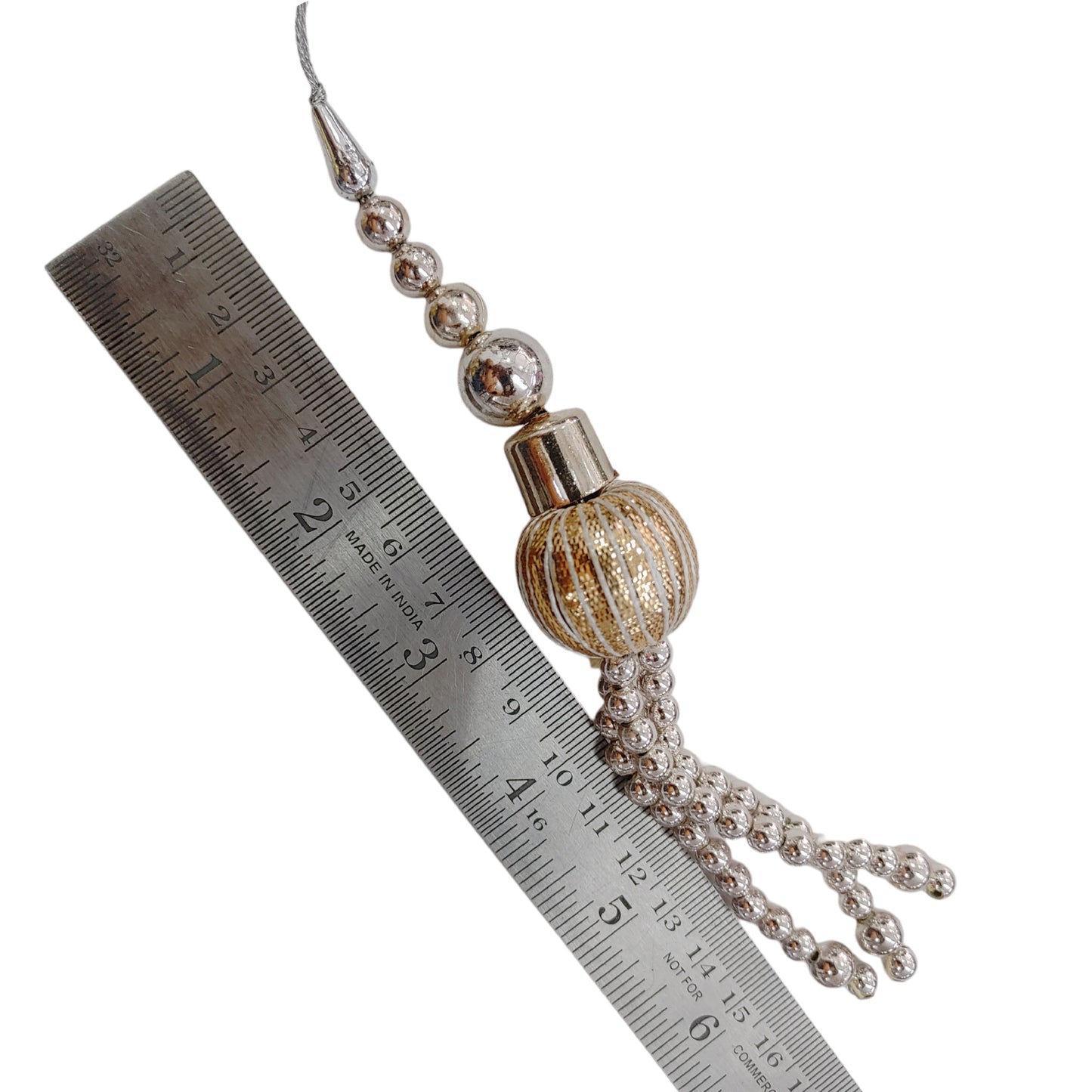 Misty Rose Gold Gota Ball Moti & CCB Beaded Latkan Tassels - 17cm, 25Pcs | Craft Decor