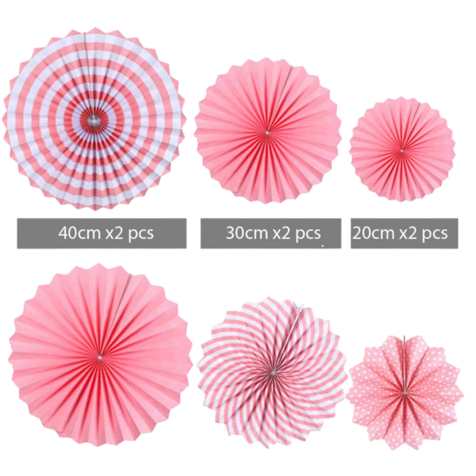 6 Pcs Round Shape Japanes Decorative Backdrop Hanging Paper Fan Set For Party, Birthday, Wedding, Fastivals, Room Decoration