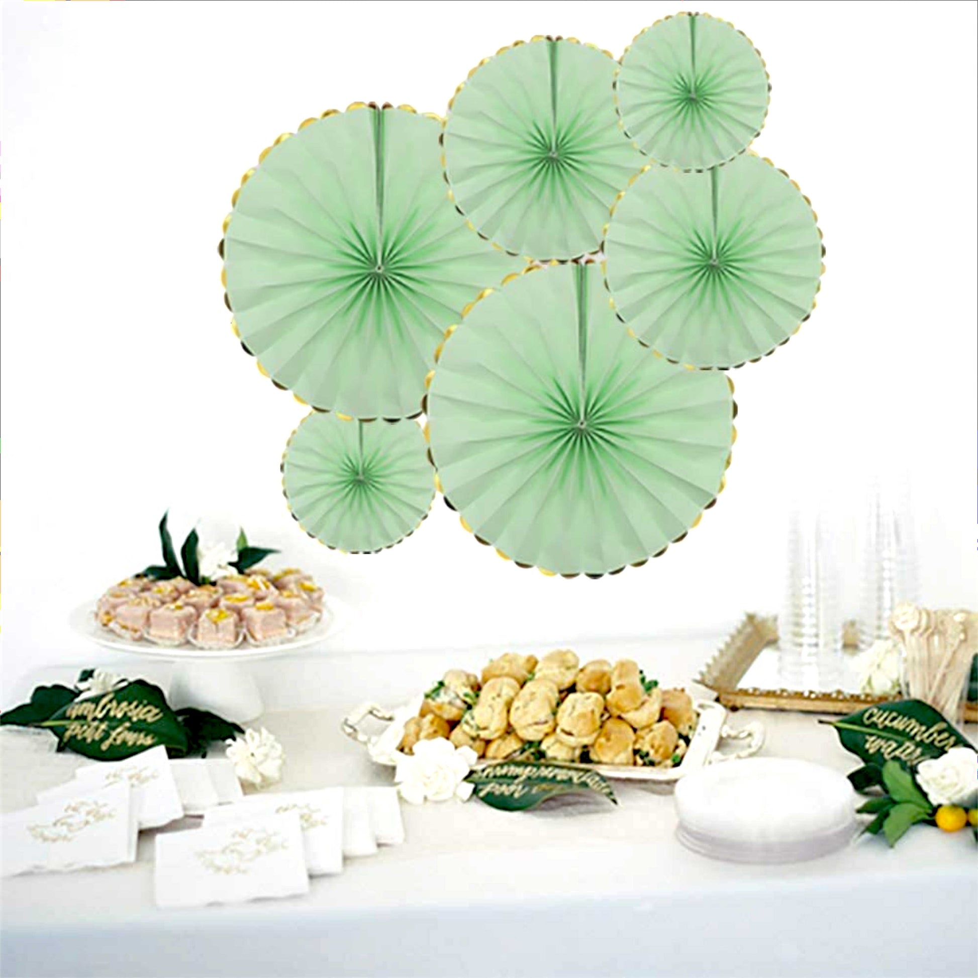 6 Pcs Round Shape Japanes Decorative Backdrop Hanging Paper Fan Set For Party, Birthday, Wedding, Fastivals, Room Decoration