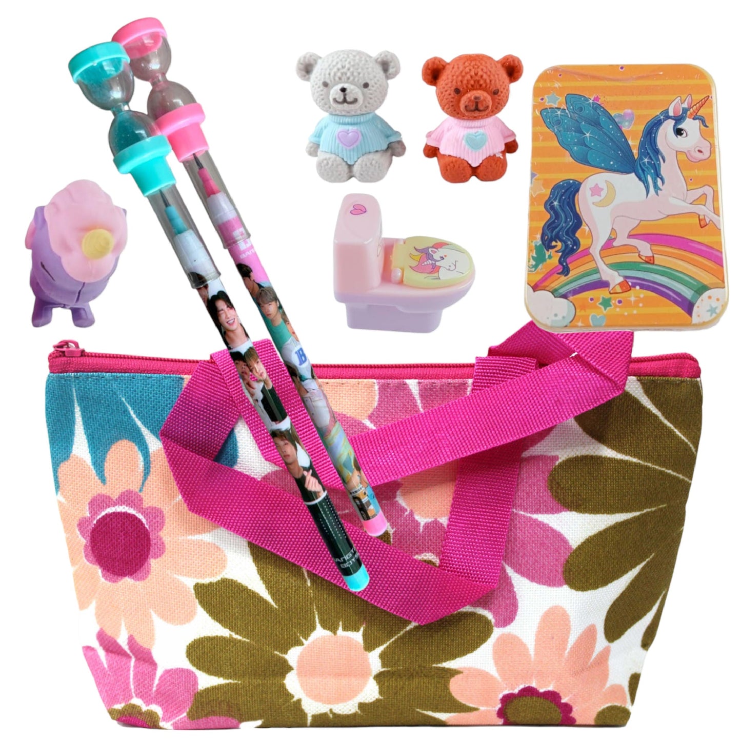 Ultimate Kid’s Stationery Set - Pouch, Sharpeners, Erasers & Pencils 🎒✏️🦄 - Perfect for Boys & Girls