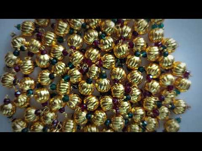 Kharbuja Bead with Drop Shaped Metal Beads Ideal for Jewelry designing & Craft Making, 8mm Metal Ball