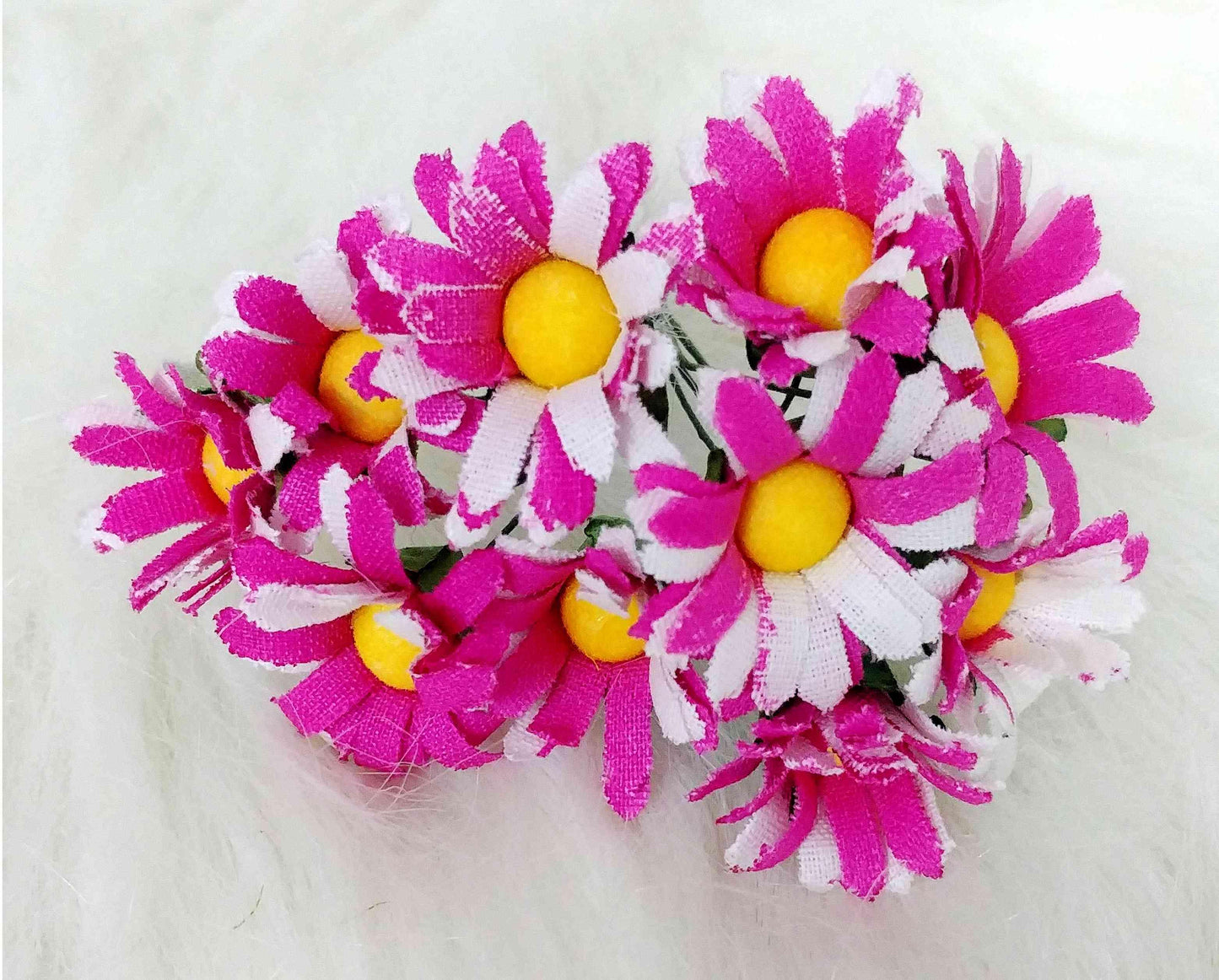 Beautiful Fabric Flowers for DIY Craft, Trouseau Packing or Decoration (Bunch of 12) - Design 5 - Indian Petals