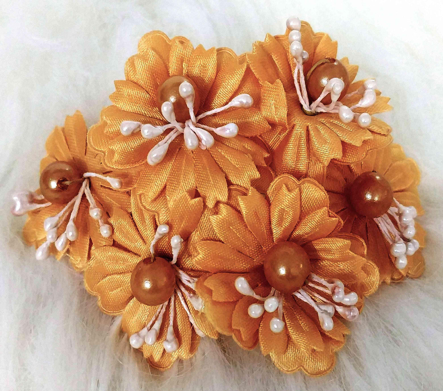 Indian Petals Beautiful Fabric Flowers for DIY Craft, Trouseau Packing or Decoration (Bunch of 12) - Design 12 - Indian Petals