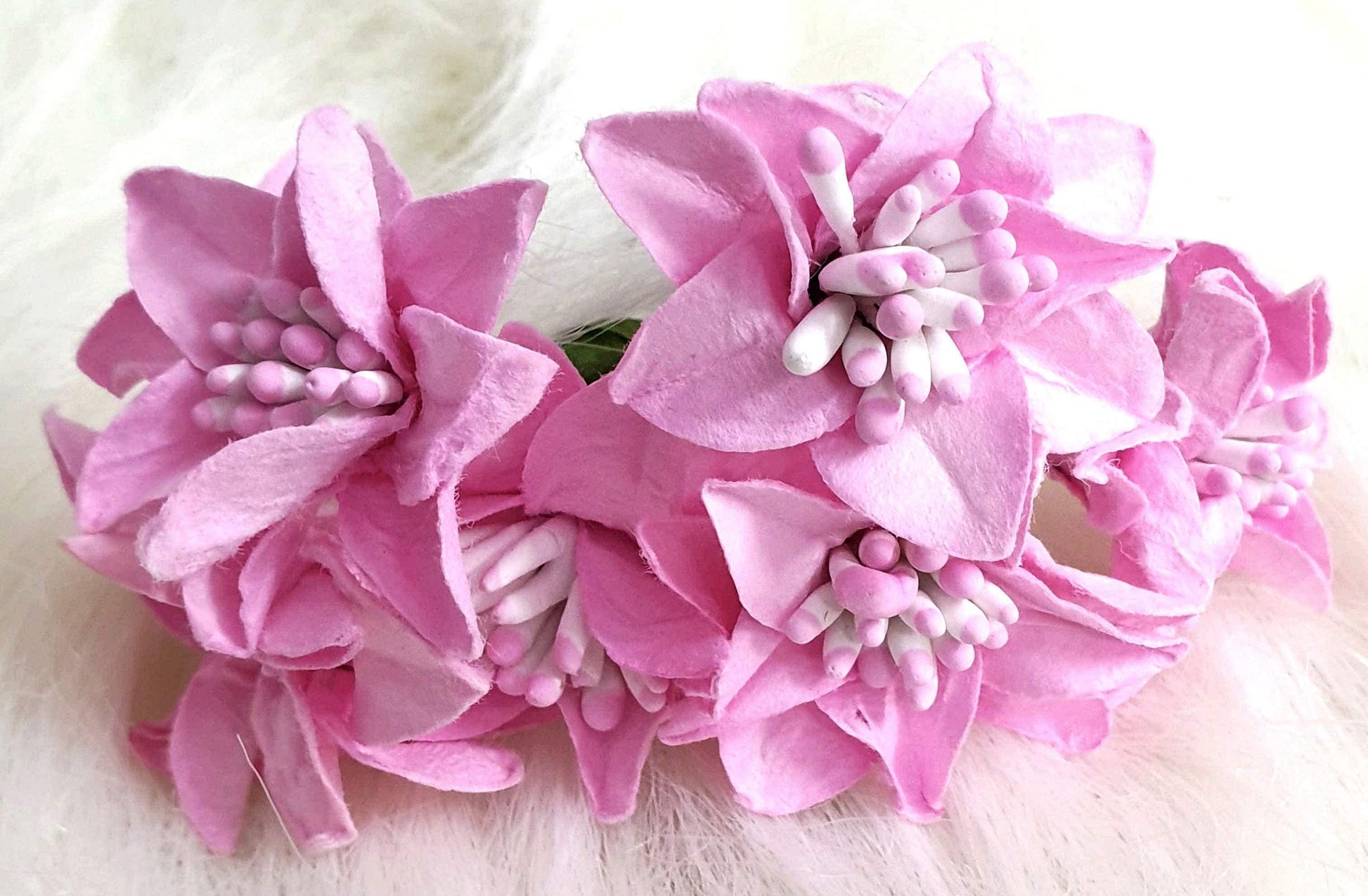 Indian Petals Beautiful Paper Flowers with Buds for DIY Craft, Trouseau Packing or Decoration (Bunch of 12) - Design 21, Hot Pink