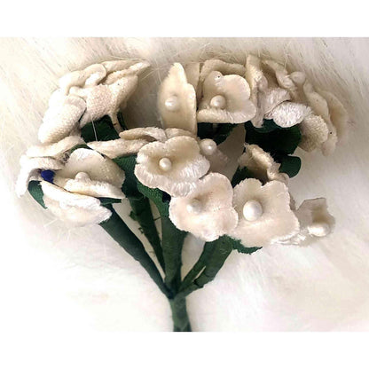 Beautiful Fabric Flowers for DIY Craft, Trouseau Packing or Decoration (Bunch of 12) - Design 34, Ivory - Indian Petals