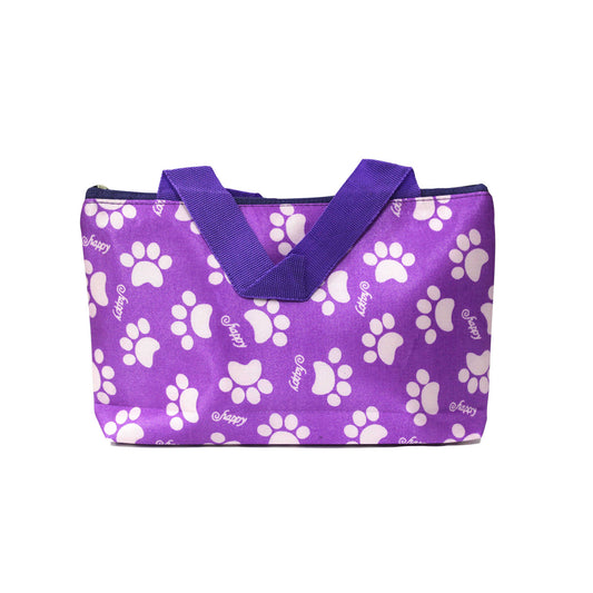 Indian Petals Imported Durable Canvas Printed multi purpose utility Small Bag with handles for all occasions for the girls and ladies, Theme Jungle, Design 1, Purple