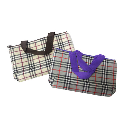 Indian Petals Imported Durable Canvas Printed multi purpose utility Small Bag with handles for all occasions for the girls and ladies, Checkered Theme