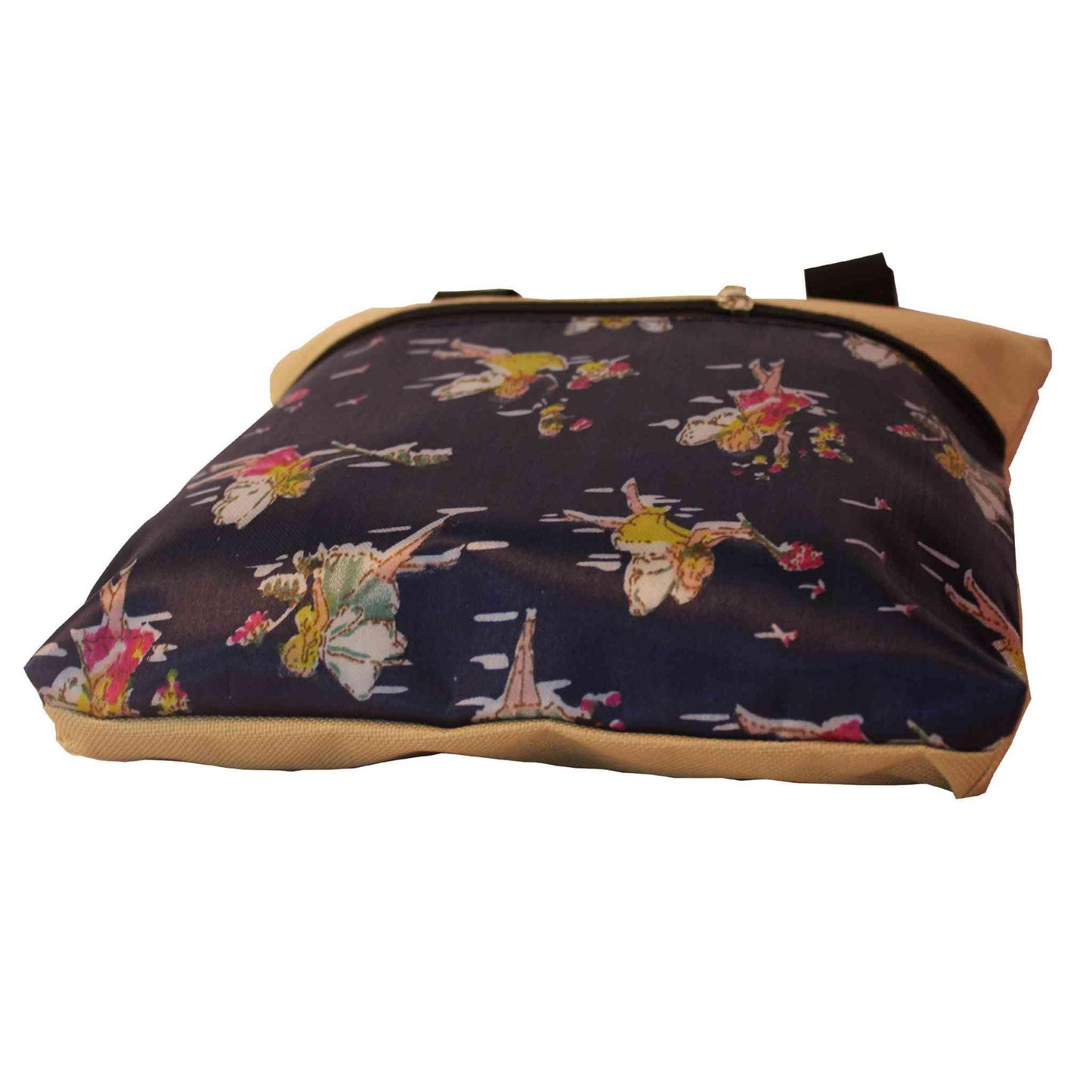 Imported Durable Canvas Printed multi purpose utility Medium size Bag with handles for all occasions for the girls and ladies, Design 1, Brown - Indian Petals