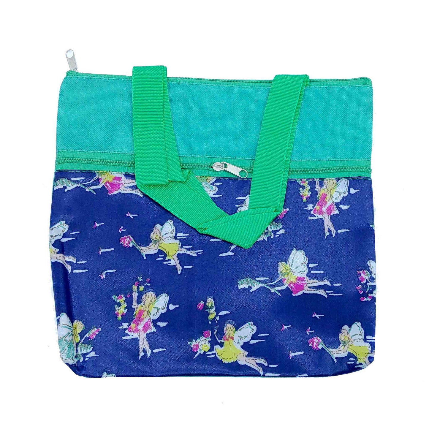 Imported Durable Canvas Printed multi purpose utility Medium size Bag with handles for all occasions for the girls and ladies, Design 1, Green - Indian Petals