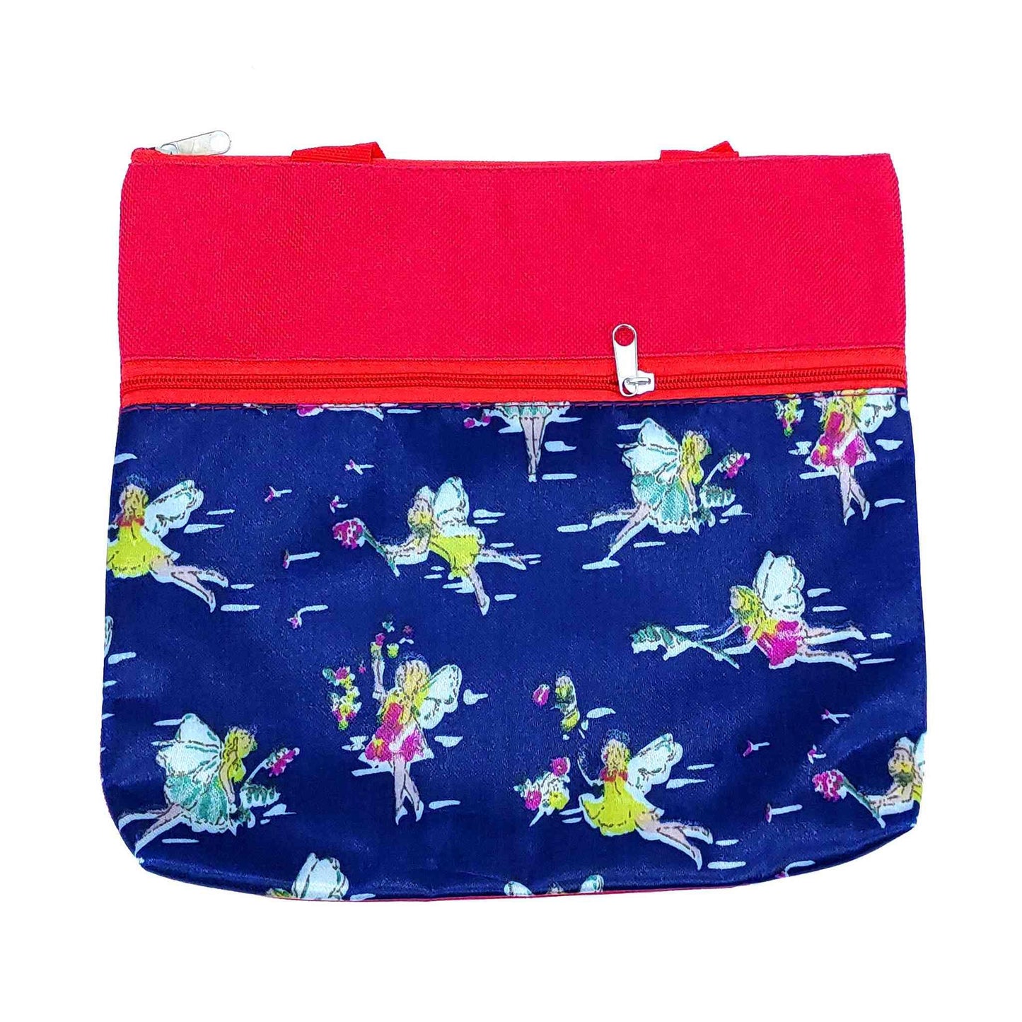 Imported Durable Canvas Printed multi purpose utility Medium size Bag with handles for all occasions for the girls and ladies, Design 1, Red - Indian Petals