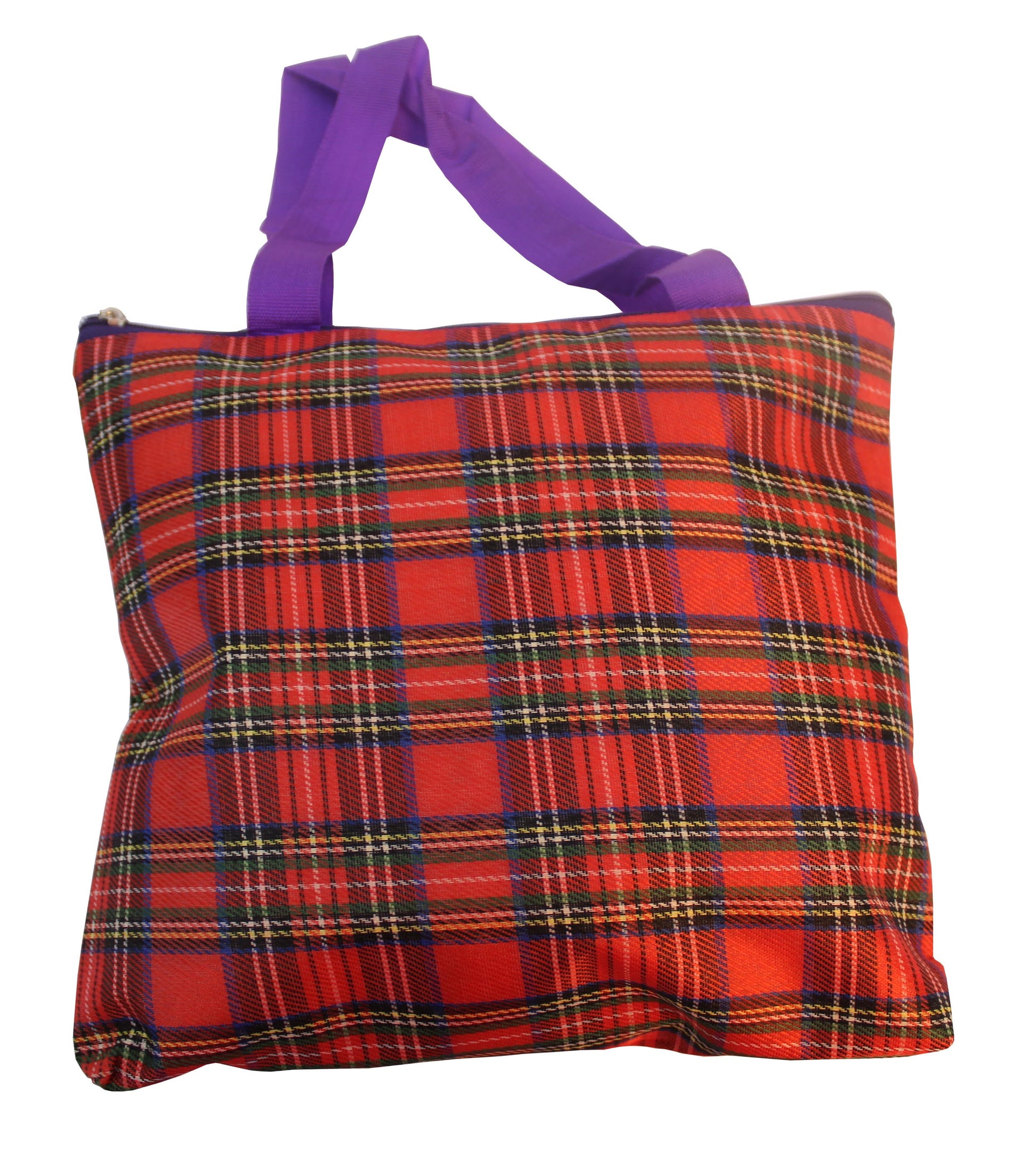 Indian Petals Imported Durable Canvas Printed multi purpose Bag with handles for girls and ladies, Theme Scottish Checks, Large