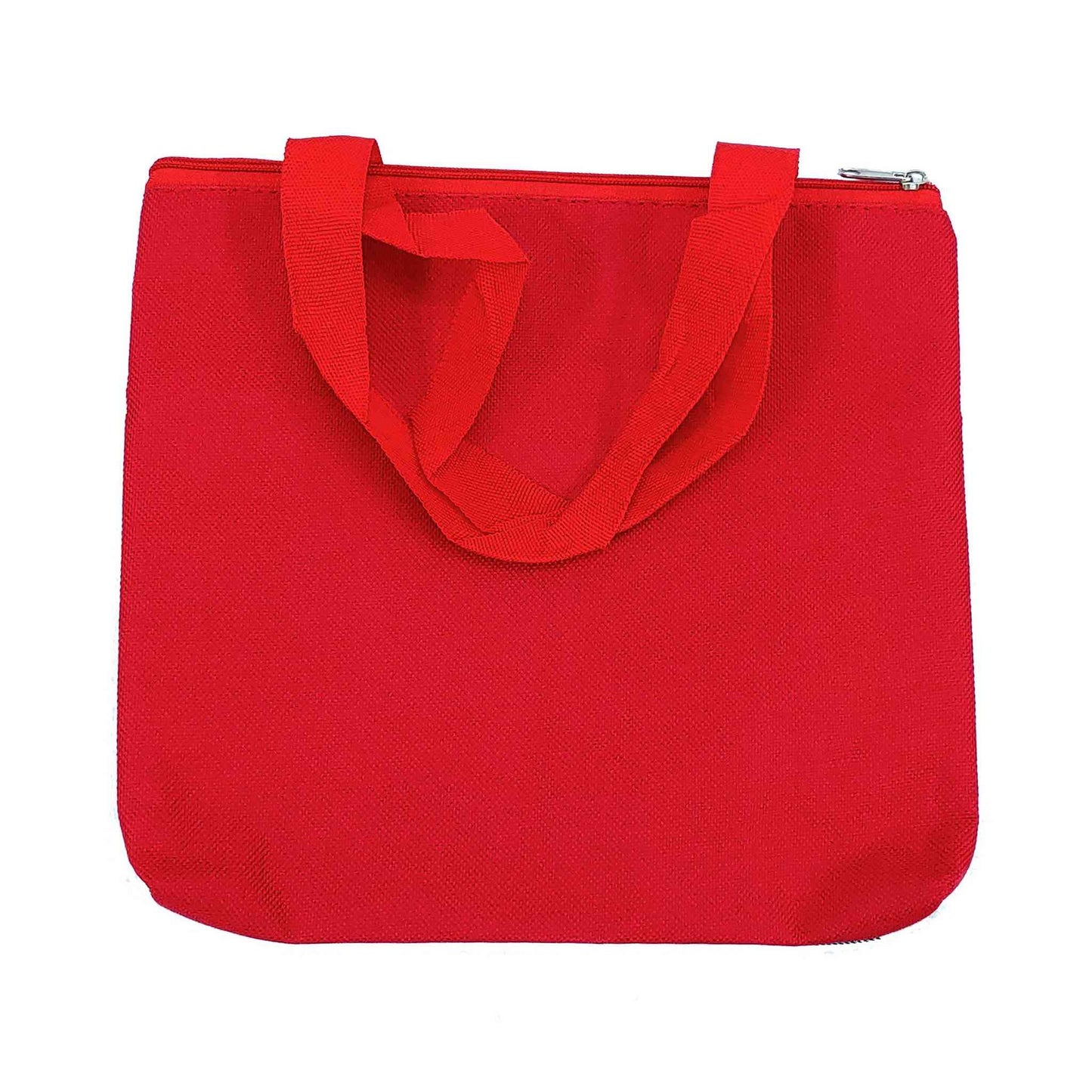 Imported Durable Canvas Printed multi purpose utility Medium size Bag with handles for all occasions for the girls and ladies, Design 2, Red - Indian Petals