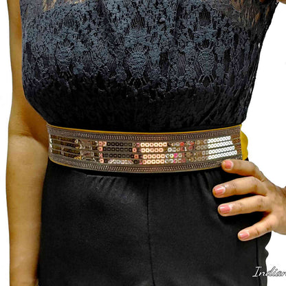 Indian Petals Stylish Fancy Sequin work Fabric Party Belt for Girls, Women